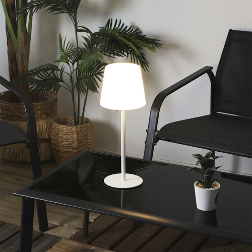 Intesi nowoczesna biała lampa stołowa LED USB bezprzewodowa do salonu i na taras