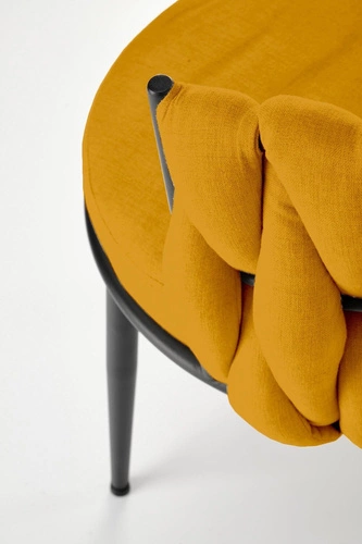 Krzesło tapicerowane Wendy do jadalni i salonu musztardowe nowoczesne na czarnych nogach Intesi