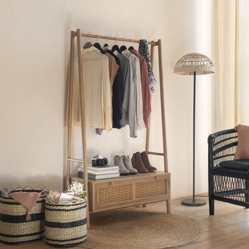 Lampa podłogowa Rory Atmosphera czarna rattanowa boho do salonu i sypialni 150,5 cm