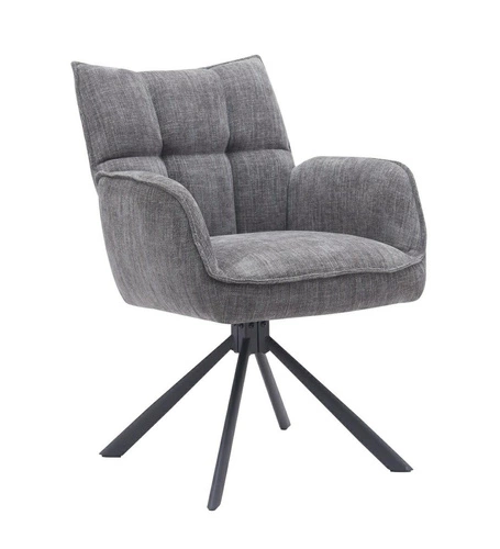 Fotel obrotowy Merys do salonu grafitowy nowoczesny tapicerowany z podłokietnikami