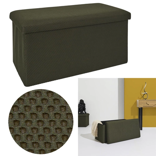 Pufa prostokątna ze schowkiem Velse Atom Intesi nowoczesna składana do przedpokoju khaki 76 cm
