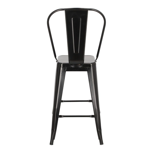 Hoker Paris Back 66 cm czarny metalowy z oparciem do wyspy kuchennej inspirowany Tolix D2.DESIGN
