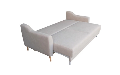 Sofa rozkładana Bouley 3 osobowa z funkcją spania i pojemnikiem beżowa do salonu