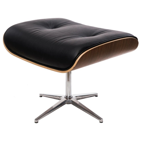 Fotel biurowy ergonomiczny VIP Exclusive Home czarny skórzany z podnóżkiem obrotowy D2.DESIGN