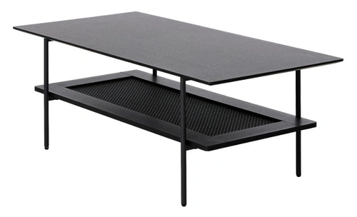 Stolik kawowy Pensacola prostokątny czarny dąb z półką do salonu