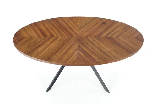 Stół okrągły do jadalni Locco orzechowy nowoczesny na czarnych nogach 170x90 cm Intesi