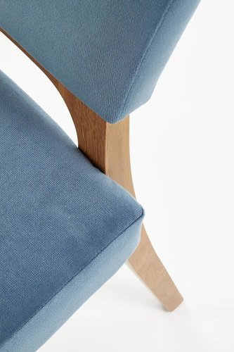 Krzesło do jadalni Remi Intesi drewniane tapicerowane niebieskie skandynawskie dąb