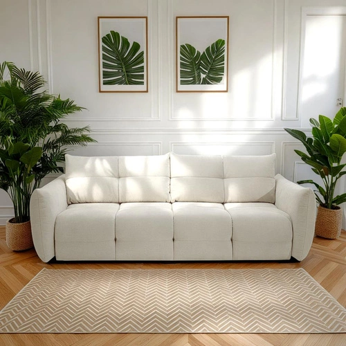 Sofa rozkładana 3 osobowa Bode biała z funkcją spania i pojemnikiem do salonu