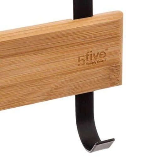 Wieszak ścienny na drzwi Natureo 5five bambusowy czarny do przedpokoju i łazienki