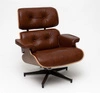 Fotel Vip Lounge Chair skórzany obrotowy do salonu z podnóżkiem brązowy nowoczesny