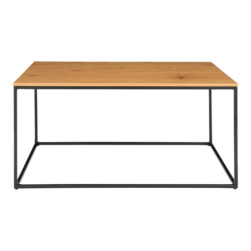Stolik kawowy Vita prostokątny loftowy do salonu 90x60 cm drewniany z czarnymi nogami Intesi
