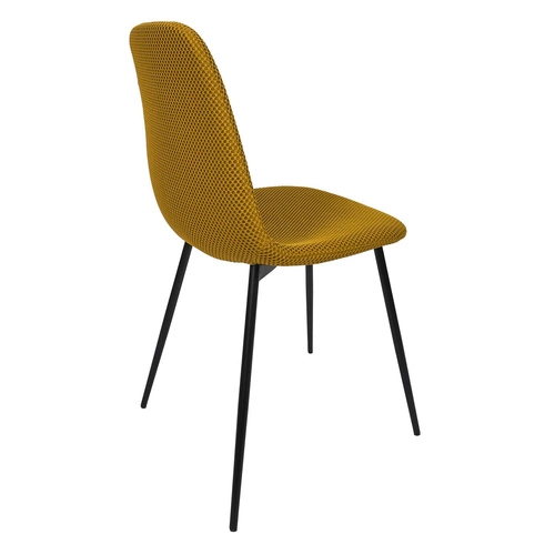 Krzesło tapicerowane Pori żółte Intesi do jadalni i kuchni nowoczesne na czarnych nogach