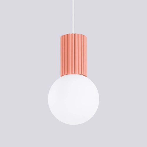 Lampa wisząca kula HALO 1 różowa nowoczesna do salonu i sypialni SOLLUX LIGHTING