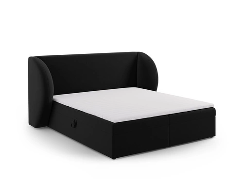 Łóżko tapicerowane Miley 160x200 czarne welurowe z pojemnikiem do sypialni glamour