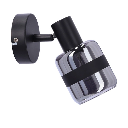 Nowoczesny kinkiet ścienny Yuki czarny matowy z dymionym kloszem do salonu i sypialni Candellux