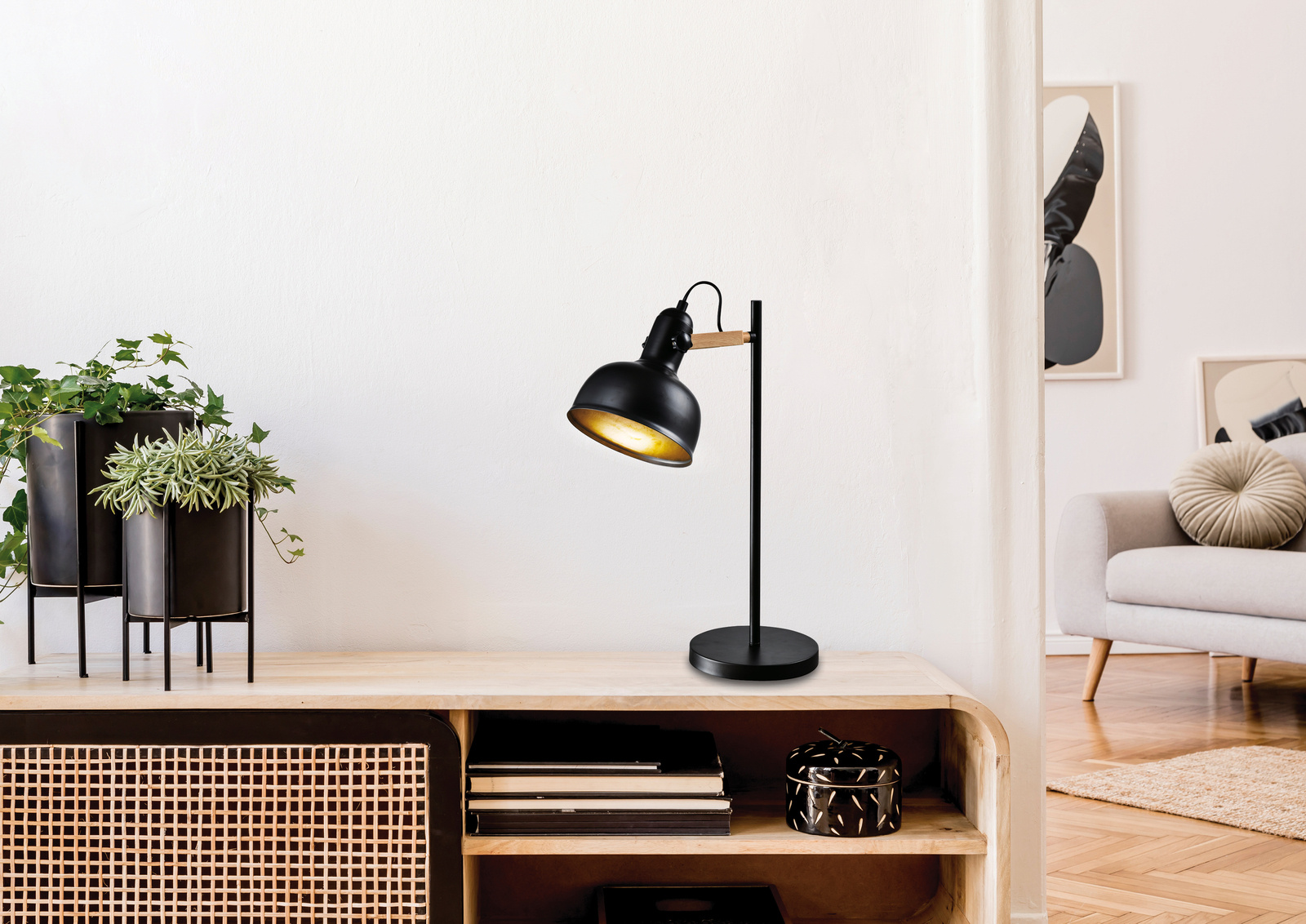 Lampa stołowa Reno czarny 1x40W E27 klosz czarny