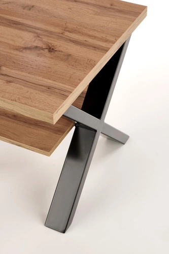 Stolik kawowy Venom S kwadratowy dębowy z półką nowoczesny loft do salonu Intesi 65x65 cm