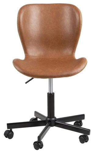 Fotel biurowy ergonomiczny Batilda Actona skórzany obrotowy do biurka brązowy nowoczesny