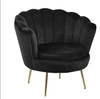 Fotel kubełkowy Korab VIC welur czarny glamour do salonu na złotych nogach Intesi