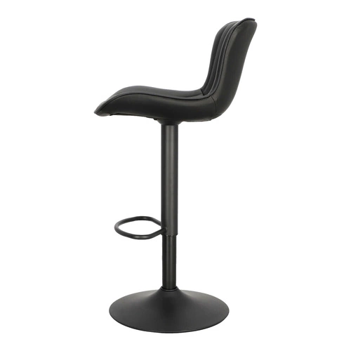 Hoker Tessa czarny nowoczesny z oparciem, regulowany, obrotowy do kuchni i wyspy, ekoskóra Intesi