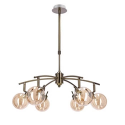 Lampa wisząca Lentini patynowy 6x40W G9 klosz bursztynowy