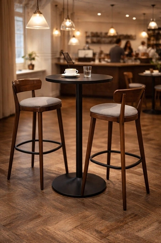 Stół barowy Hvar okrągły czarny nowoczesny do kuchni i restauracji metalowy 60 cm