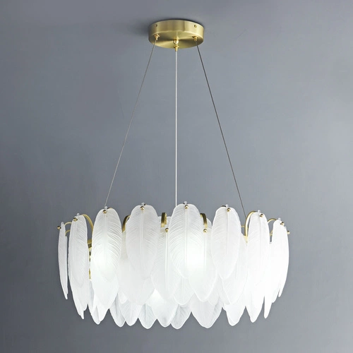 Lampa wisząca PIUMA biała szklana 60 cm do salonu i jadalni nowoczesna Step into Design