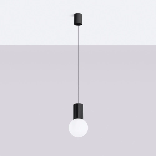 Lampa wisząca HALO 1 czarna kula nowoczesna do salonu kuchni sypialni SOLLUX LIGHTING