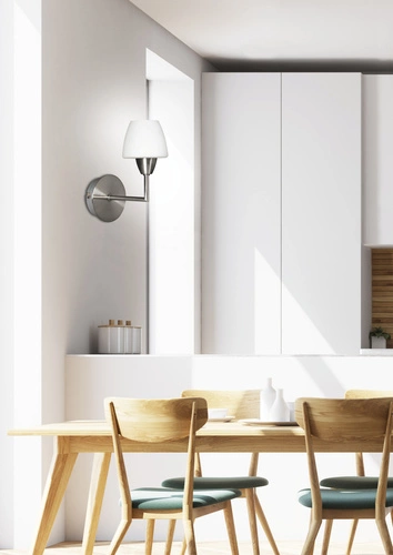 Kinkiet ścienny Togo biały i nikiel matowy do sypialni i salonu z żarówką w komplecie