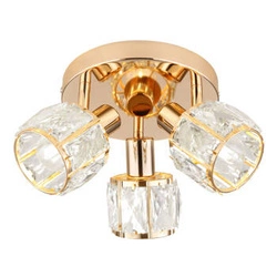 Lampa sufitowa Dubai plafon różowy złoty 3x40W E14 klosz złoty z kryszt transp