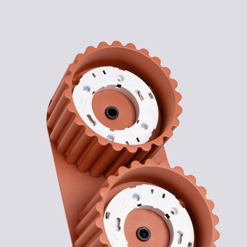 Plafon sufitowy AURA 2 czerwony minimalistyczny okrągły do salonu i kuchni aluminium