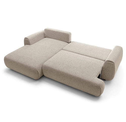 Narożnik z funkcją spania do salonu Ljung lewy nowoczesny beżowy z pojemnikiem Intesi