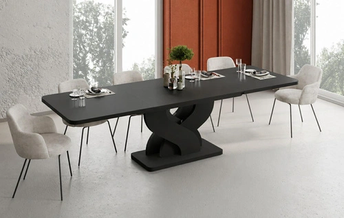 Stół rozkładany Fuquay do jadalni nowoczesny czarny 160-256x89 cm