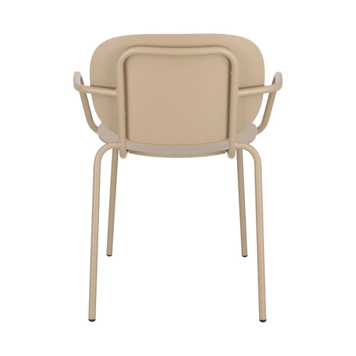 Krzesło metalowe Si-Si Arm SCAB Design beżowe z podłokietnikami do ogrodu i tarasu