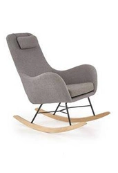 Fotel bujany Tolip szary nowoczesny tapicerowany do salonu relaksacyjny na biegunach