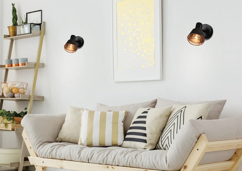 Kinkiet ścienny Neria nowoczesny metalowy czarny z miedzianym kloszem do salonu i sypialni