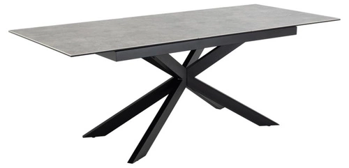 Stół rozkładany do jadalni Irwine Actona szary ceramiczny blat czarne nogi nowoczesny 168–210x90 cm