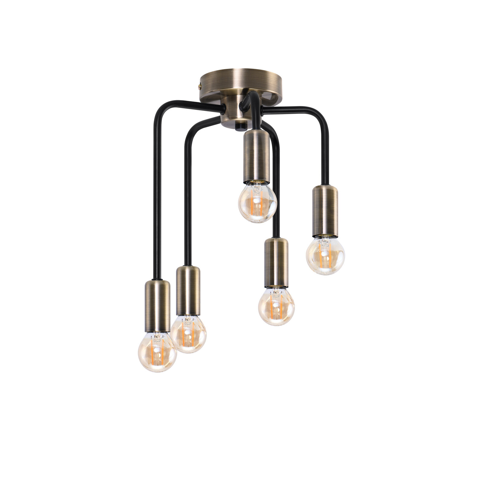 Lampa sufitowa loftowa Saga czarna z patyną 5-punktowa do salonu i jadalni