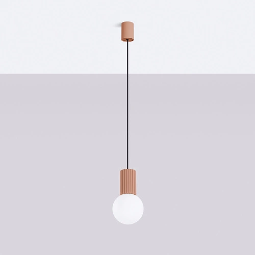 Lampa wisząca kula HALO 1 beżowa szklana do salonu nowoczesna SOLLUX LIGHTING