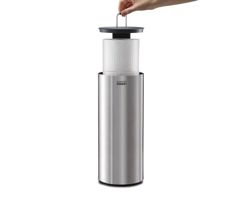Joseph Joseph Easystore Luxe nowoczesny stojak na papier toaletowy srebrny stalowy do łazienki