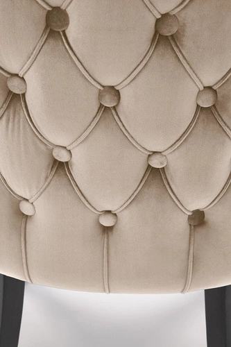 Krzesło Iridionne Velvet beżowe tapicerowane welur do jadalni nowoczesne na czarnych nogach