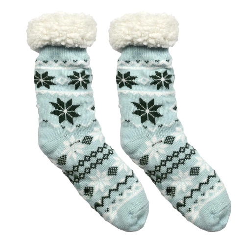 Skarpetki świąteczne Intesi niebieskie z motywem śnieżynki, ciepłe i miękkie na prezent