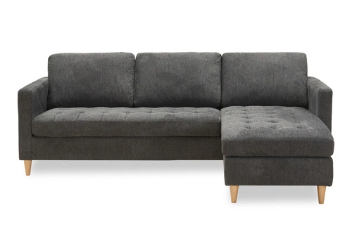 Narożnik do salonu Firenze szary nowoczesny uniwersalny skandynawski na drewnianych nogach