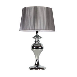 Lampa stołowa Gillenia srebrna glamour z abażurem do sypialni i salonu 40 cm CANDELLUX