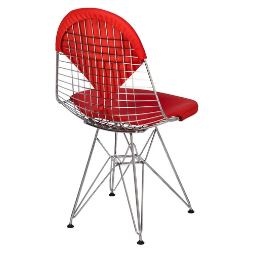 Krzesło metalowe Net Double czerwone do jadalni nowoczesne druciane D2.DESIGN chromowane