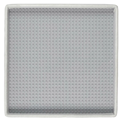 Pufa Legina szara ze schowkiem na zabawki, aksamitna do pokoju dziecięcego, kwadratowa Intesi