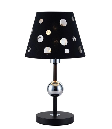 Lampka nocna glamour Batley czarna z abażurem metalowa do sypialni i salonu Ledea 44 cm
