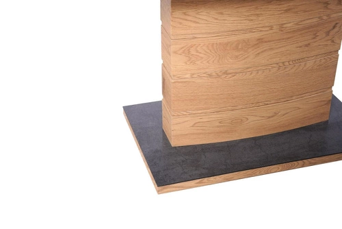 Stół rozkładany Cordon do jadalni i salonu nowoczesny szary z dębową nogą 140-180x80 cm