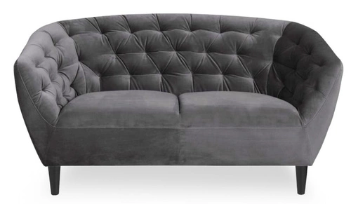 Sofa dwuosobowa Ria VIC welurowa szara glamour do salonu z podłokietnikami Actona