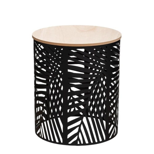 Zestaw 2 okrągłych stolików kawowych Akira do salonu boho nowoczesny drewno i metal czarny